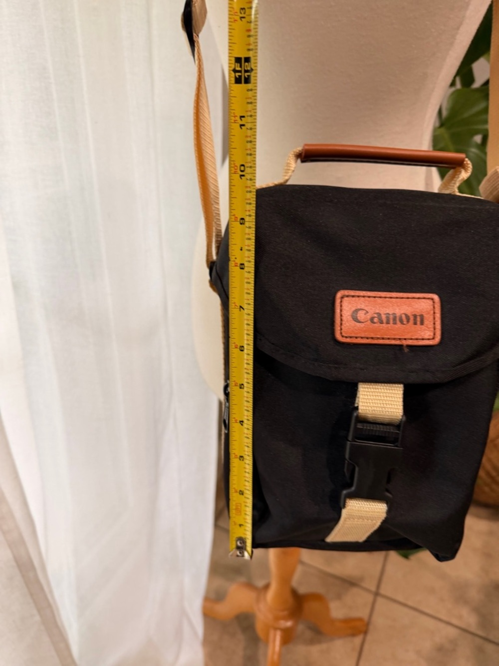 Canon Camera Bag Crossbody Black Tan Adjustable Strap Compact Case - Picture 3 of 8